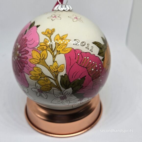 Vera Bradley 2011 Tea Garden Glass Ball Ornament Christmas W Box - Picture 3 of 9